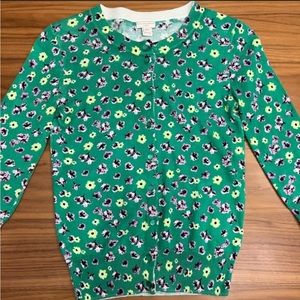 J. Crew Green Floral The Clare Cardigan Sweater